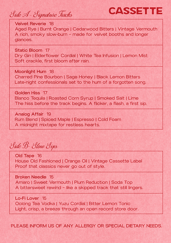 cassette menu design
